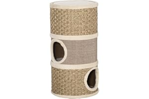 PawHut Cat Scratching Barrel Kitten Tree Tower with Sisal and Seaweed Rope