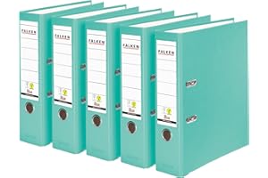 Falken lot de 5 classeurs en plastique PP-Color Végan. Fabriqué en Allemagne. 8 cm, DIN A4, turquoise pastel