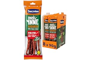 Tarczyński Vegan Kabanos Sausage Piri 90G (Pack of 8) – 27g of Protein - Free from GMO - Plant Based Snack - Multipack