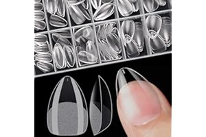 XIAOHEBAN 600Pcs Capsule Americaine Ongle Court Amande - 10 Tailles, Faux Ongles Court Amande Capsule Ongle Gel Transparent Capsule Pose Americaine Ongle Pour DéButant De Manucure Et Diy Nail Art