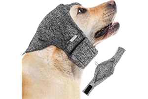 EASY JOY Verstellbares Ohrenschützer Hund, Verstellbare Ohrenschützer für Haustiere, Ohrenschützer für Hunde, Hunde Beruhigungskopfbedeckung, Grau M
