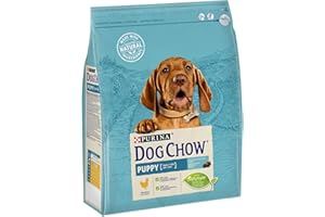 Dog Chow Purina Aliments pour Chien Chiot, Junior, bébé avec Poulet, 4 Sacs de 2,5 kg