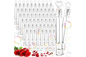 TEWWCEO 60 Pezzi Bolle di Sapone Matrimonio, con Il Manico a Cuore e Stella, Decorazione di Bolle Sapone, per Wedding Bubble Matrimoni, Feste, San Valentino