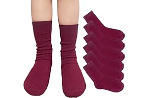 YUSONS Calcetines Escolares Cortos de Deporte para Niños Niñas Infantiles y Adultos, Calcetines de Canalé Mezcla en algodón Uniforme Unisex, Pack de 6 Pares
