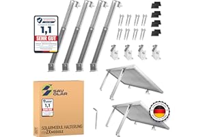 2 Sets SAVOLAR Solarmodul Halterung Balkonkraftwerk Flachdach (15-60°) Winkel Einstellbar, 50-100cm Verstellbar, Balkonkraftwerk Halterung Flachdach Ziegeldach und Wand, Solarpanel Halterung flachdach