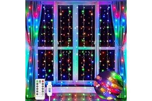 JXLEDAYY Curtain Fairy Lights Indoor Outdoor 200 LED 2 mx2 m Waterfall Plug in String Lights Waterproof Window Lights USB, Remote Timer 8 Modes for Bedroom Wall Wedding Party Xmas Decoration Multicolor