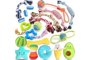 Leipple 20 Pack Luxus Hund Kauspielzeug für Welpen, niedliche kleine Hundespielzeug mit Seilen Welpen Kauspielzeug, interaktive Hundespielzeug und Quietschen Welpenspielzeug für kleine Hunde (style1)