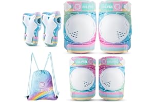 GENERIC SULIFEEL Rainbow Unicorn Knee Pads for Kids Knee Elbow Pads Wrist Guards with Drawstring Bag Adjustable Protective Gear Set for Girls Boys