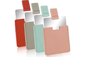 Sliverdew Lot de 4 miroirs de voyage en acier inoxydable - Miroir cosmétique - Petit miroir en métal poli - Ultra fin et durable - 6,5 x 7 cm