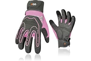 Vgo... Guante de Trabajo Mujer Resistentes Touchscreen Guantes Protección Antivibración para Obra Portero Montaje Mecánicos, 1 par