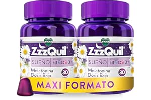ZzzQuil Sueño Apto desde Niños 3+, Complemento en gummies para dormir,sabor a frutos del Bosque, 60 gummies (2x30)