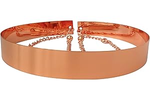 Live It Style It Cintura da donna in metallo Catene a fascia piena in oro massiccio con specchio a cintura