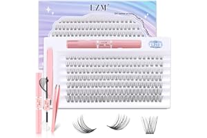 LZM Zestaw do przedłużania rzęs 168 szt. Sztuczne rzęsy D Curl 8-16 mm naturalne sztuczne rzęsy z wiązaniem laserowym i uszczelnieniem cienki pasek kępki przedłużanie rzęs Lashes Extension Kit (LZ03-D