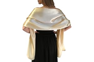 Central Chic Silky Satin Wedding Wrap Stole Shawl Pashmina Scarf For Brides Bridesmaids in Ivory White Black Blue Silver Gold Pink Grey Green