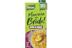 Knorr Mamma Che Brodo! Carne di Manzo - Brodo Pronto 100% Ingredienti Naturali, Senza Glutine, Lattosio e Coloranti, con Verdure da Agricoltura Sostenibile - 1L