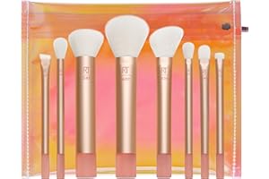 Real Techniques The Wanderer - Set di pennelli professionali e di alta qualità, setole morbide, per fondotinta, polveri e correttori, set da 9 pezzi