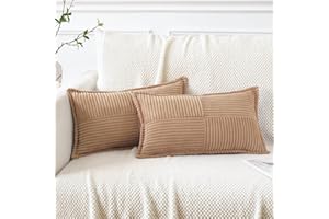 Artscope Lot de 2 Boho Housse de Coussin en Velours Côtelé Croisé Canapé Taie d'oreiller en Velours Douce pour Maison Salon Chambre Decorative Beige Foncé 40 x 60 cm