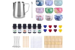SACEMONTIC Candle Making Set, Candle Making Kit, DIY Candle Making Set, Scented Candle Gifts with 480 g Wax, 9 Candle Tins, 100 Candle Wicks, 112 Wick Stickers, 6 Essential Oils, 8 Colour Blocks