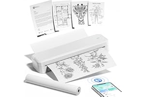 Memoking M833 Portable Printer, Thermal Bluetoth Printer A4 & Letter, Wireless & Inkless, Compatible with Phone & Laptop, for Home, Office, Business Trip, Includes 1 Roll of A4 Thermal Disposables