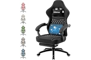 Dowinx Silla de Gaming de Tela con cojín de muelles ensacados, sillón de Masaje con reposapiés, Silla ergonómica de PC, Silla de Oficina, 150 kg,Blanco