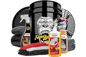 ‎DETAILMATE Autowäsche Set - SONAX: Autoshampoo Glanz Shampoo Konzentrat - Magic Bucket SONAX Felgenbeast Wascheimer mit Deckel & Schmutzfalle, Waschhandschuh mit Insekten Mesh - Autoreinigungsset Aussen