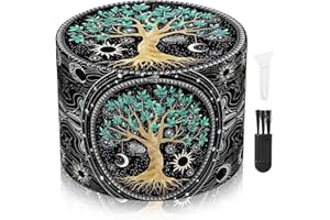 LHOEST Młynek do przypraw o średnicy 63 mm, ze skrobakiem i plastikową szczotką, 4-warstwowy wzór drzewa, metalowy młynek do przypraw (wzór drzewa)