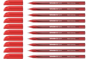 Schneider 102202 Vizz długopis (do łatwego i szybkiego pisania, trzonek w kolorze tuszu, szerokość kreski M) 10 sztuk, czerwony