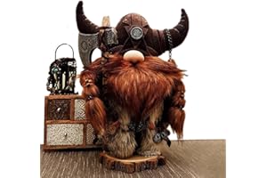 MASEAXI Gartenzwerg Statue Gartenzwerg Ornament Harz Wikinger Zwerg Statue Wikinger Krieger Statue GNOME Gartenfiguren Dekoration für Haus Hof Rasen Garten