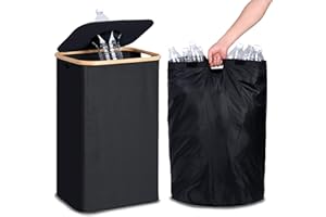 efluky 100L Pfandflaschen Sammelbehälter, Schwarz Pfandflaschen Aufbewahrung mit Tragetasche, Pfandflaschen Sammelbehälter mit Deckel