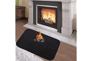 Hopton Hearth Rugs for Fireplaces, 60x40CM Fireproof Fireplace Mat, Fibreglass Fire Resistant Rugs, Indoor Outdoor Fire Mat to Protect Grill Fire Pit Floor Rug from Sparks