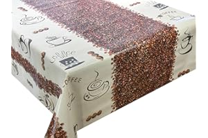 ‎EUROMAT Wachstuch Tischdecke abwaschbar Gartentischdecke, Viele Größen und Designs, wasserabweisend (Kaffee Braun Ecru- WF-4611A, 100x140 cm)