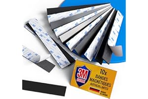 REORDA Lot de 10 Aimant Autocollant Puissant | Bande Magnétique Adhésive 3M | Bande Aimantée pour Fixation Fiable au Bureau, Maison, Garage