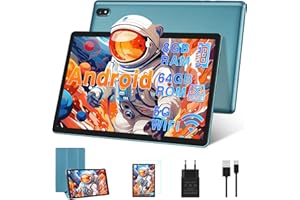 DMOAO Tablet 10 Inch Android 12 5G WiFi HD Tablets with 8GB RAM + 64GB ROM (TF 1TB) GPS 1280x800 8 Cores 2.0GHz Bluetooth 5.0 6000mAh USB-C Blue Tablet