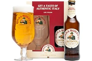 BEAMS INTERNATIONAL Beer Gifts For Men - Birra Moretti 330ml Bottle 4.5% ABV & Premium Glass - Official Licensed Lager Gift Set, Birthday Gifts for Men, Hamper Presents for Him, Alcohol Gift Sets, Stocking, Christmas