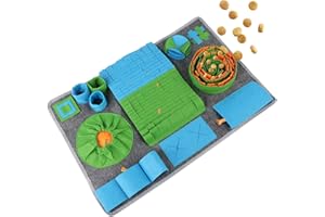 PIYMNYS Schnüffelteppich für Hunde | 65*44cm | Hundespielzeug mit Anti-Rutsch | Waschbar | Extrem Material | Intelligenzspielzeug für Hunde | 10 Trainingselemente | 3 Schwierigkeitsstufen | Stressabbau