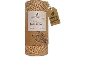 ‎HEIMATSPÄNE Heimatspäne Juteschnur 250m – Reißfestes Naturgarn für Basteln, Garten und als stabile Paketschnur
