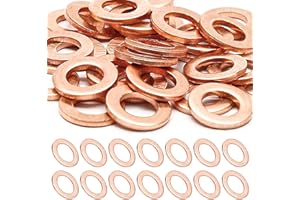 SHIFAKA 30 Stück Kupferdichtringe Sortiment, M14 Kupferringe Sortiment KFZ, Ölablassschraube Dichtung für Ölablassschraube Dichtring, Flach Kupfer Dichtungsringe Set, Kupfer Unterlegscheiben Fitschenringe