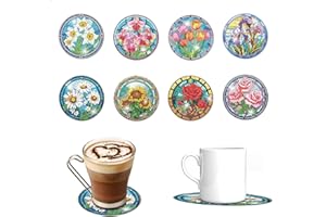 Goiern 8 sztuk podstawek do malowania diamentowego w kwiaty, podstawki do malowania diamentowego, 5D, podstawki do filiżanek, kieliszków do wina, wazonów i kuchni domowej