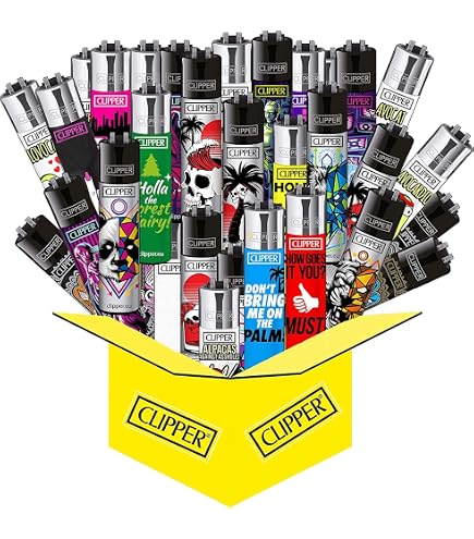 Lot De 4 Briquets Clipper Métallisés Dégradés - Rechargeables, Flamme Réglable - Coloris Variés (vert/jaune, Violet/bleu...)