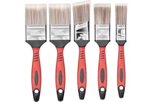 Jazooli 5-teiliges Pinsel-Set zum Dekorieren und Veredeln, synthetische Pinsel zum Dekorieren von Wänden, abgewinkelte Pinsel zum Dekorieren von Decken, Glanzpinsel und Wandpinsel für Holz