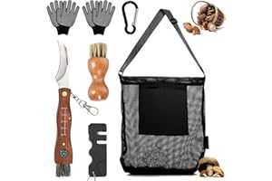 HUIKUANGEU Coltello per Funghi,Coltello Funghi con Spazzola,Micologica Manico in Legno,Acciaio Inox Coltellino Funghi,per la Raccolta dei Funghi