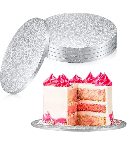 Produktbild von Cake Board Set 30,5 Cm – 5 Stück Wiederverwendbare Tortenunterlage, Silber, öl- & Wasserfest, Für Hochzeit, Geburtstag & Party
