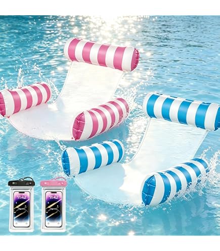 Lot De 2 Hamacs Gonflables Piscine Avec Dossier – Matelas Flottant 4-en-1, Motif Tropical, 76x40,5x61 Cm