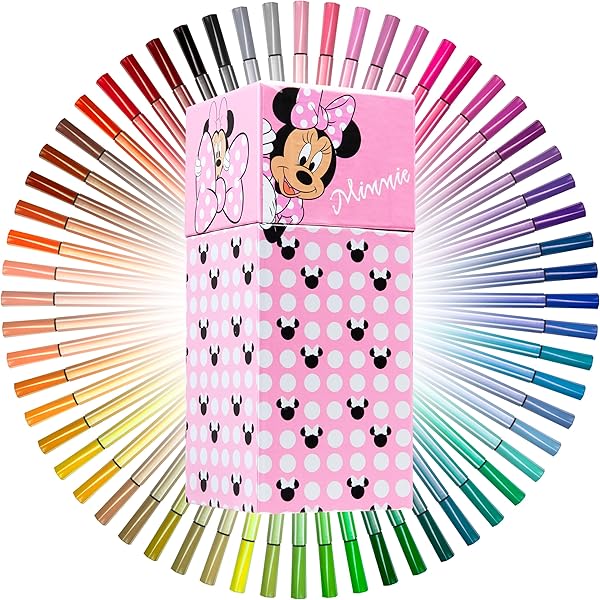 Boîte De Coloriages Minnie Mouse - Inclut Des Feutres Et Crayons De Couleur, Aquarelles Et Autocollants - Avec Règle Pour Des Traits De Précision - Produit Original Conçu En Espagne