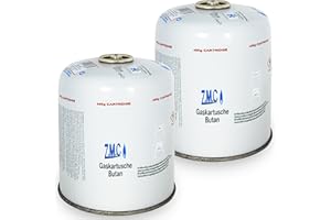 ZMC 2 x Gas Cartridges 450 g / 900 ml with 7/16 Inch Euro Thread Connection, Gas Screw Cartridge for Weed Burner, Universal Pressure Gas Can with Screw Valve