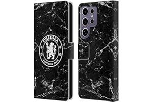 Head Case Designs Officially Licensed Chelsea Football Club Black Marble Crest Leather Flip Case Compatible With Samsung Galaxy S25 Ultra
