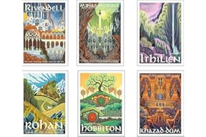 DKORARTE Set 6 Láminas A4 Decorativas Pared para Cuadros Decoración Salón Modernos, Dormitorios, Habitación, SIN Marco, Series y Películas El señor de los Anillos, El Hobbit, (29,7 x 21 cm)