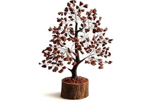 Zenith Gaia Edelsteinbaum - Kristallbaum Glücksbaum mit Echten Steinen - Roter Jaspis Heilstein Baum, Harmonischer Lebensbaum, Deko Edelstein Baum für Erdung und Mut, Steinbaum Kristalle Baum Geschenk