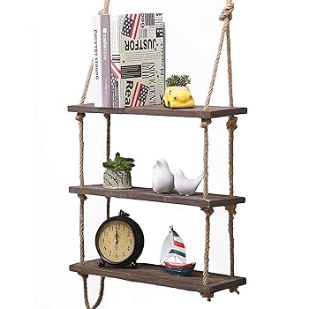 Rustikales Massivholz-Wandregal zur Aufbewahrung, schwebendes Wandregal