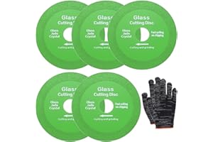 ANMAHE 5 Pcs Glass Cutting Disc, Rock Slab Grinding Disc, Ceramic Cutting Blade for Angle Grinder, Diamond Brazed Grinding and Cutting Disc for Rock Slabs, Ceramics, Glass, Marble (With a Pair of Gloves)